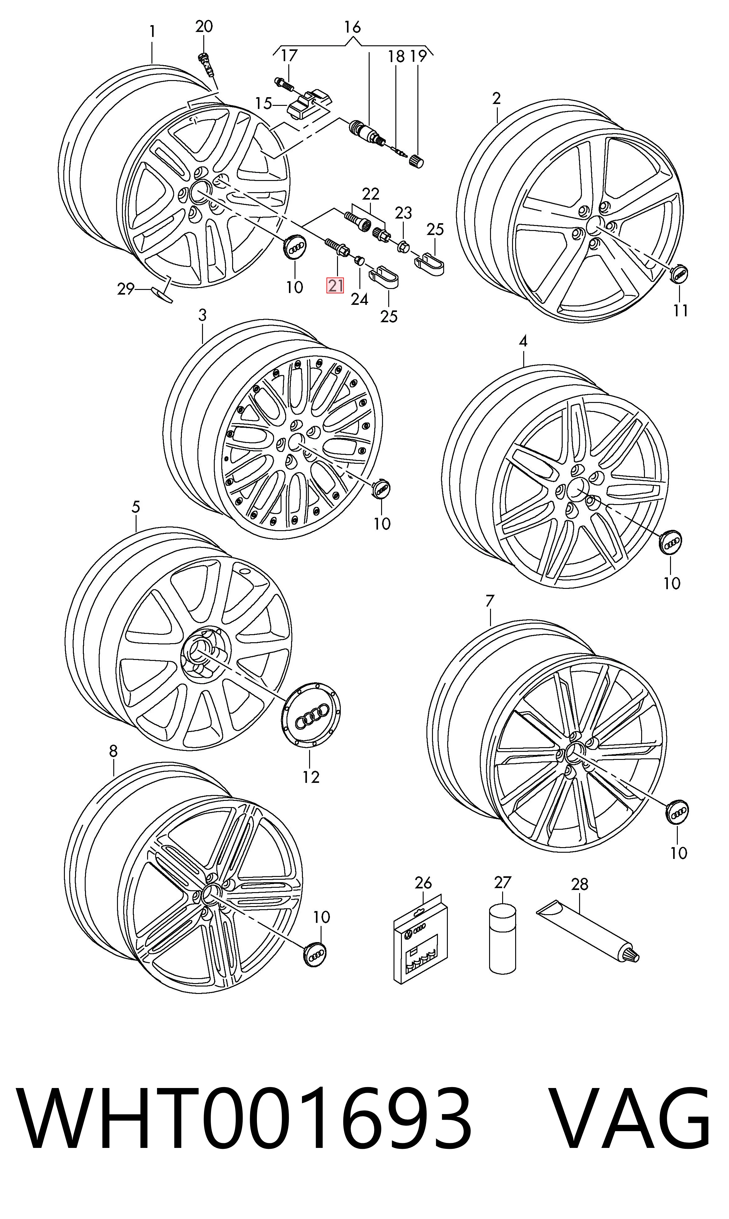 WHT001693 VAG Śruba koła