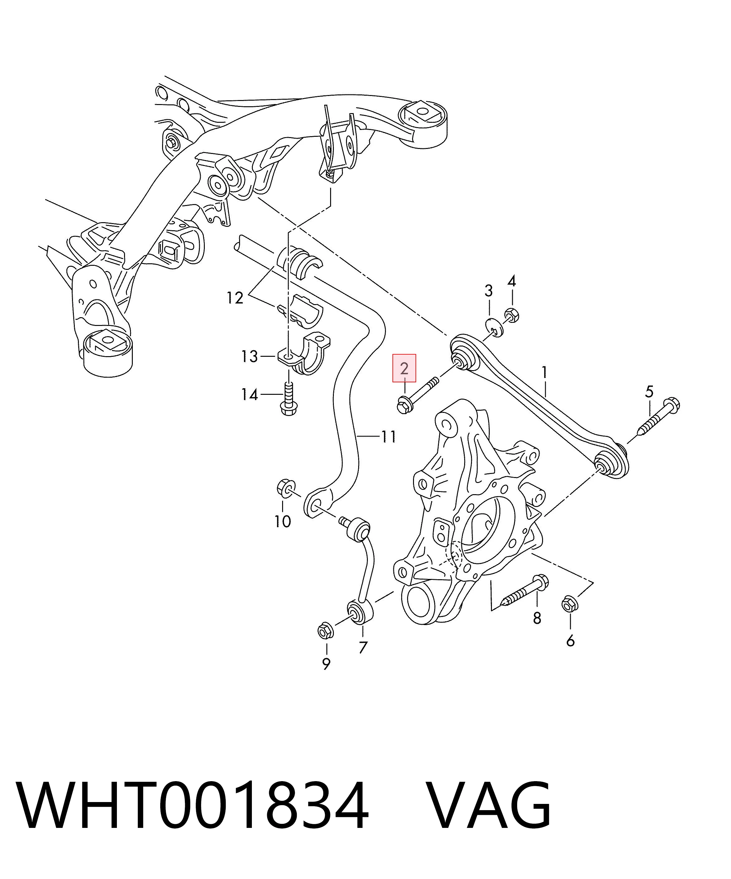 WHT001834 VAG Śruba regulacji tylnego wahacza (dla zbieżności), wewnętrzny