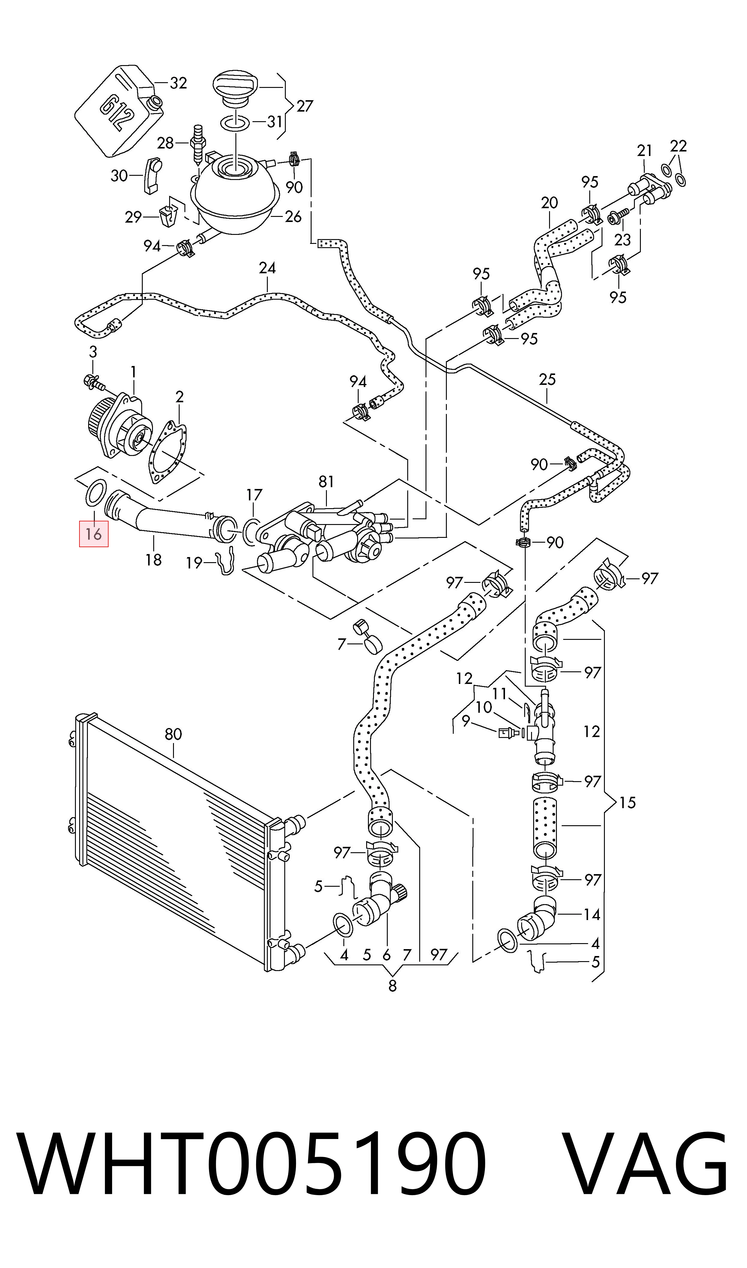 WHT005190 VAG Uszczelka termostatu