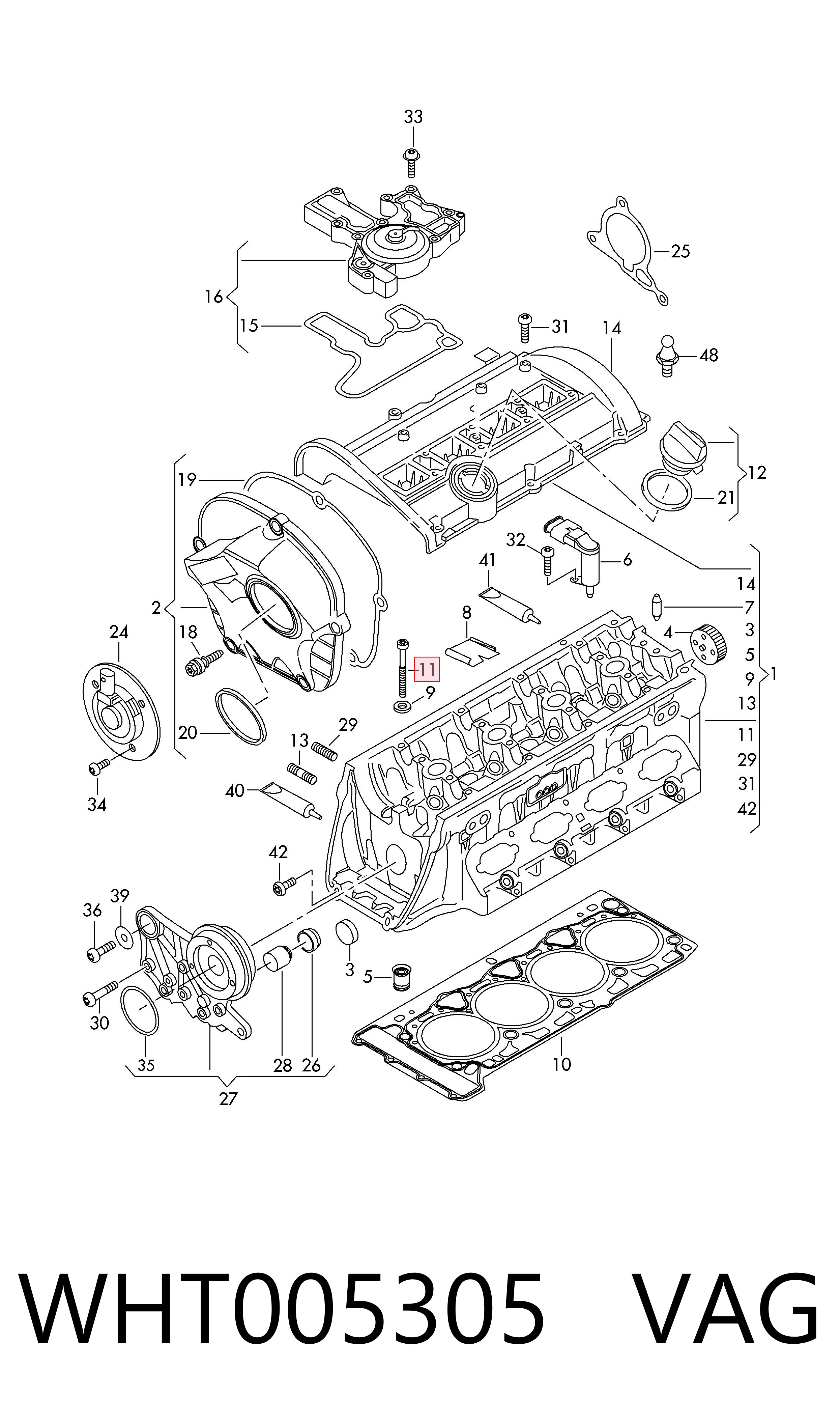 WHT005305 VAG Śruba głowicy cylindrów