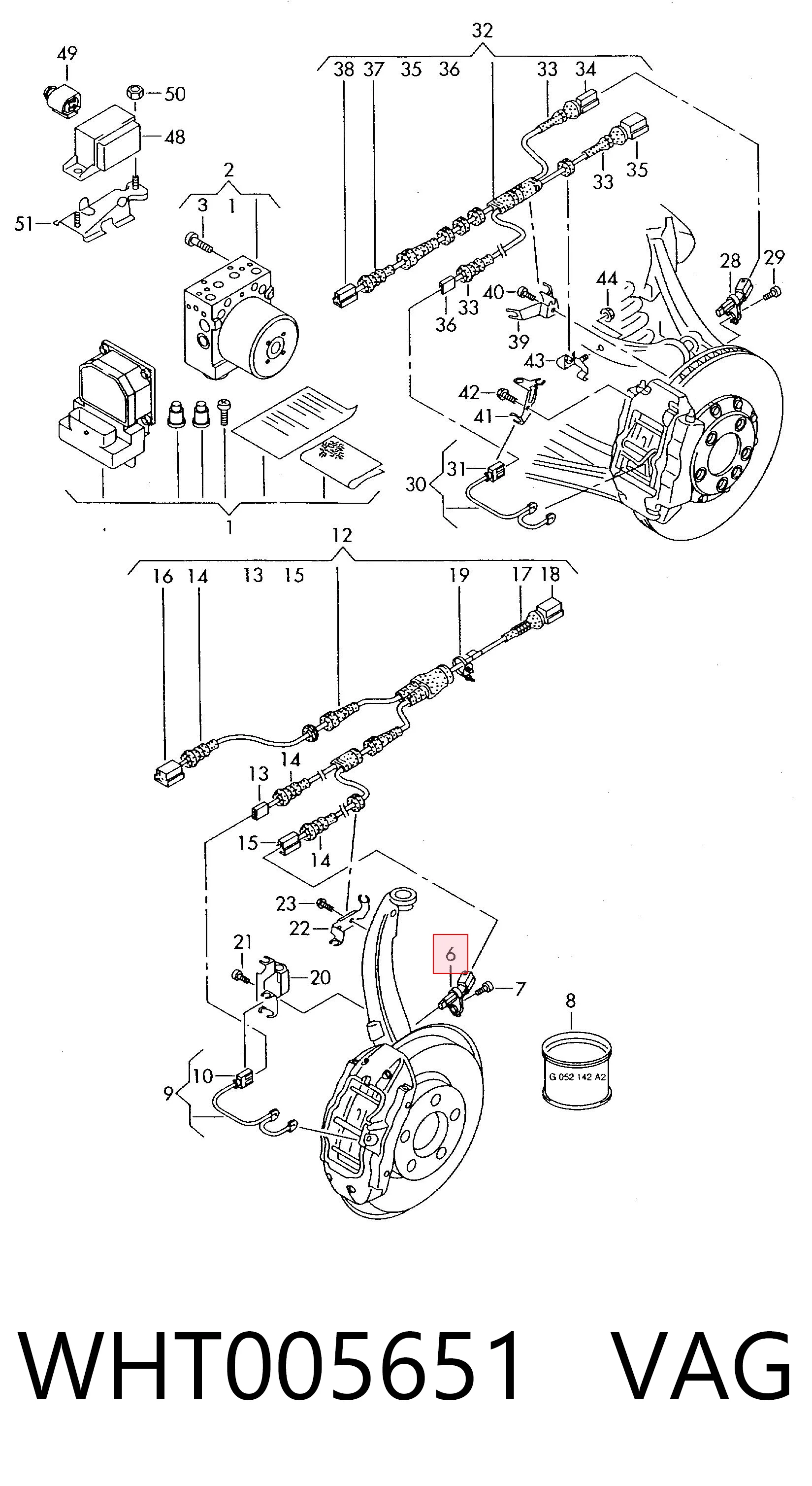 WHT005651 VAG Czujnik ABS przedni