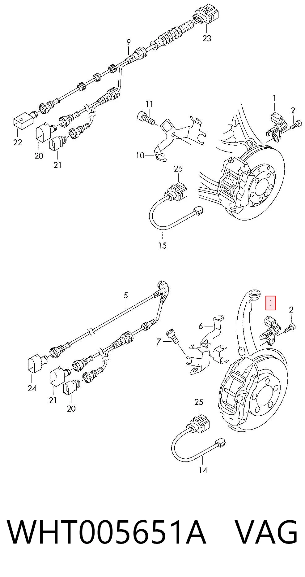 WHT005651A VAG Czujnik ABS przedni