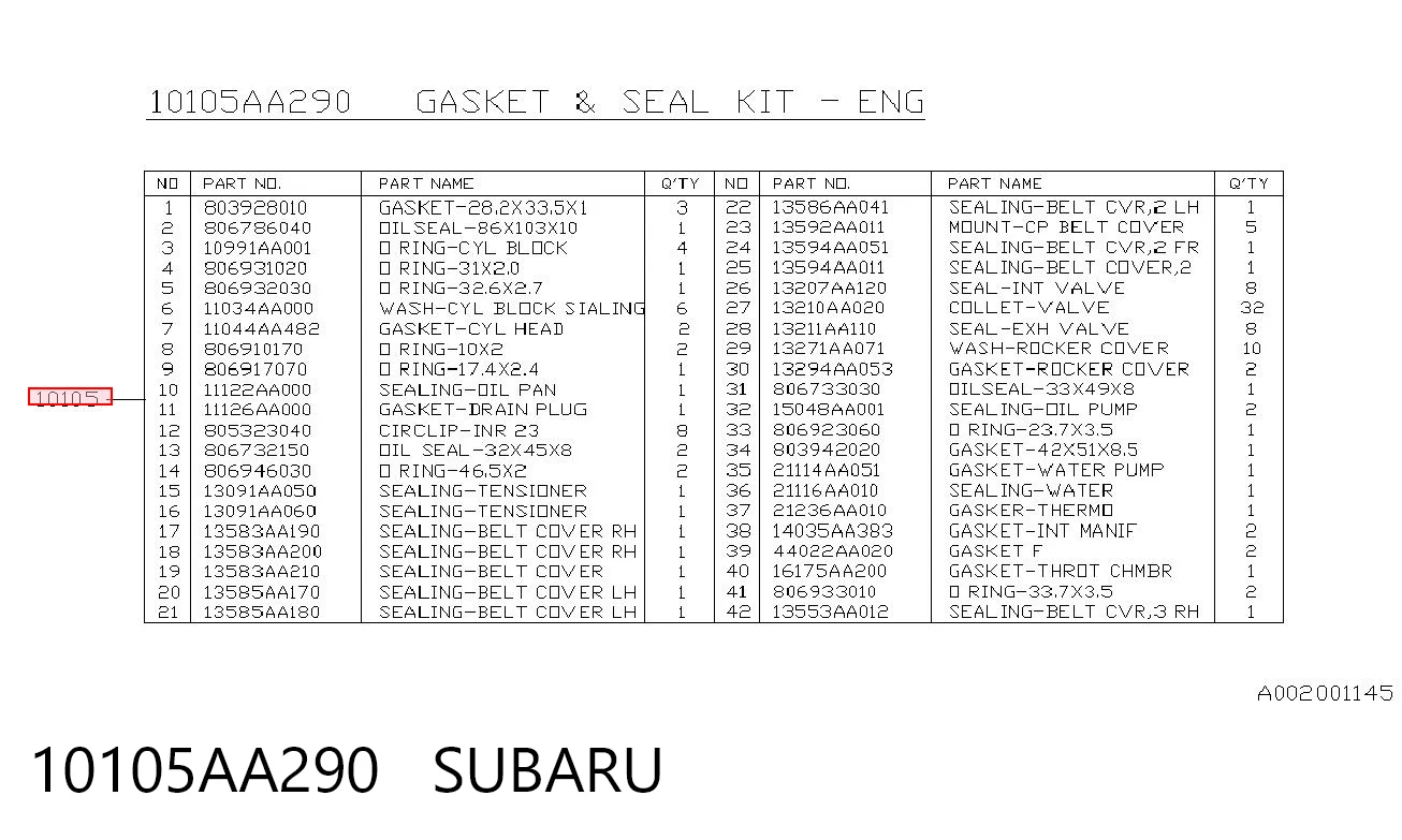 10105AA290 Subaru