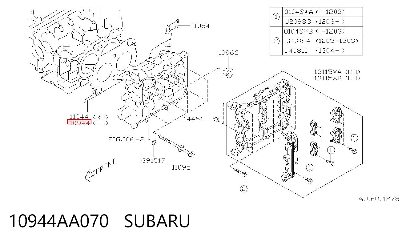 Uszczelka głowicy cylindrów do Subaru Forester IV S13, SJ
