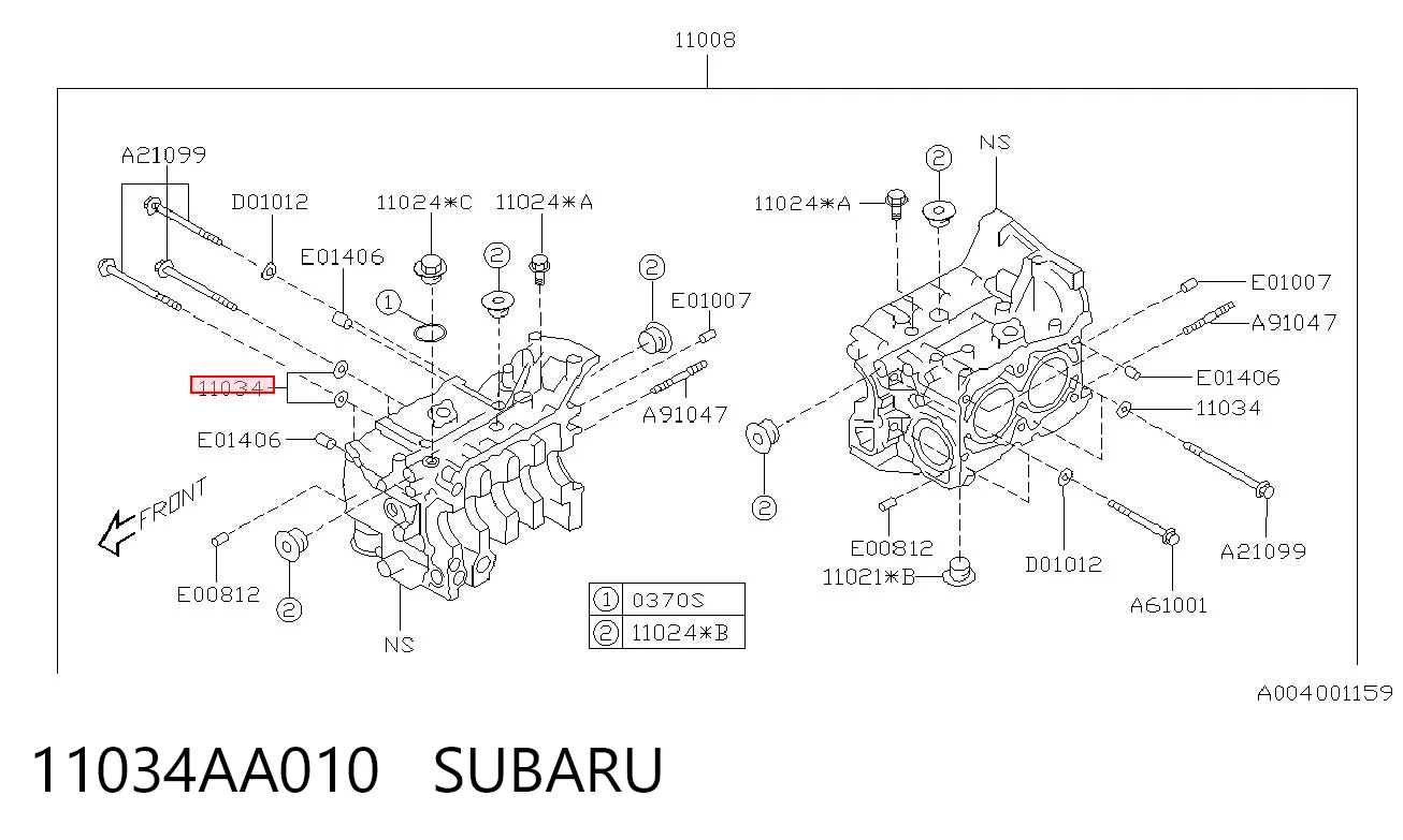 11034AA010 Subaru Podkładka śruby głowicy cylindrów