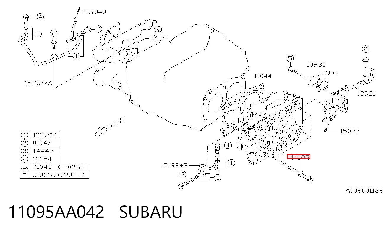 11095AA042 Subaru Śruba głowicy cylindrów