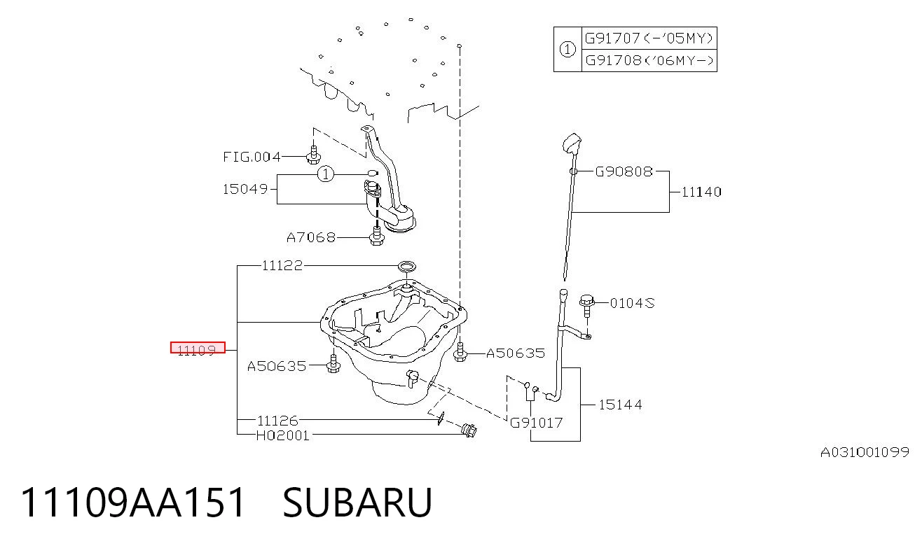 11109AA151 Subaru Miska olejowa silnika