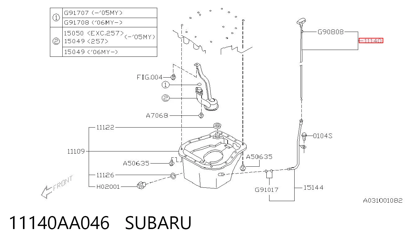 Bagnet poziomu oleju w silniku do Subaru Legacy II BD, BG