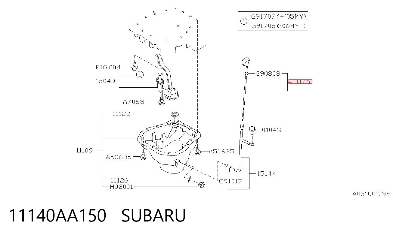Bagnet poziomu oleju w silniku Subaru Impreza II sedana (GD) (1999 - 2009) cena, od 7,81 USD
