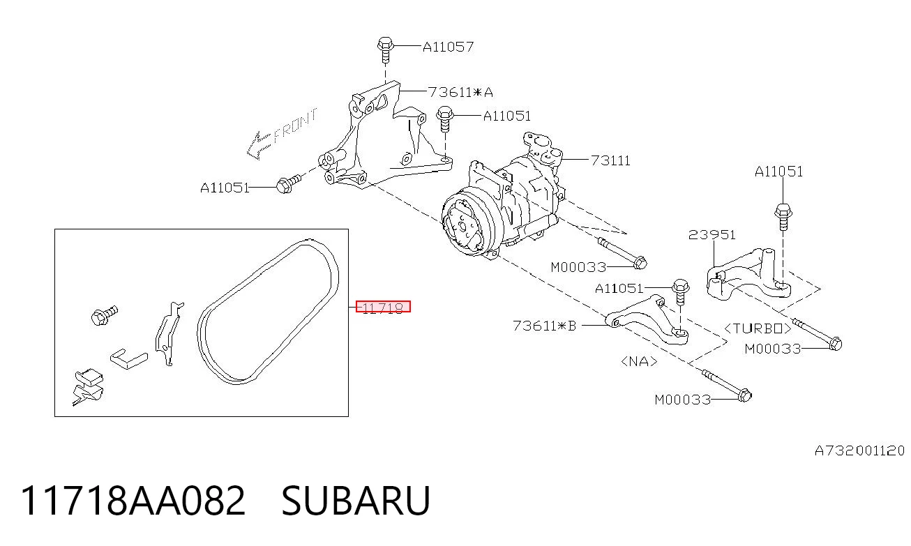 11718AA082 Subaru Pas napędowy mechanizmów