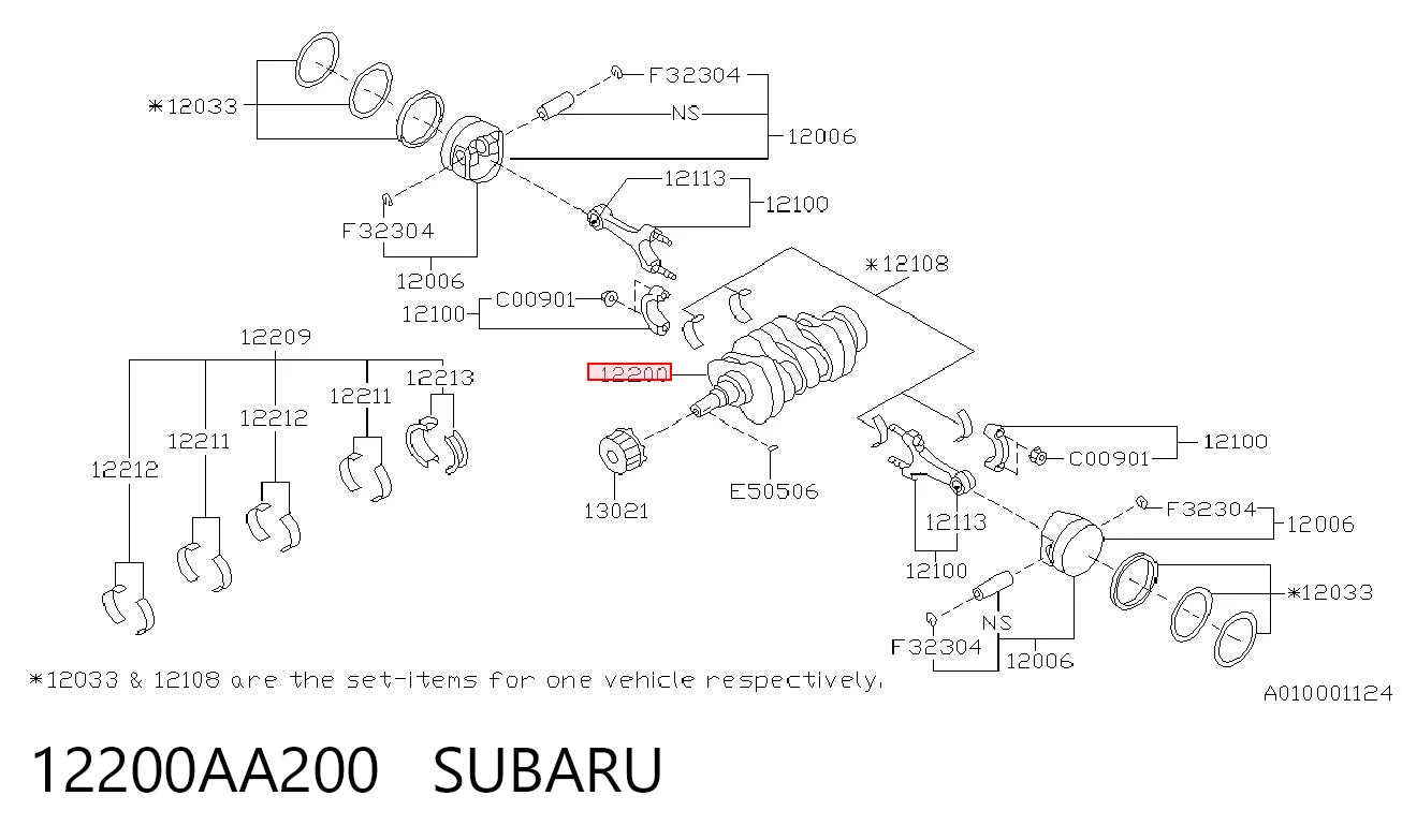 12200AA200 Subaru Wał korbowy silnika