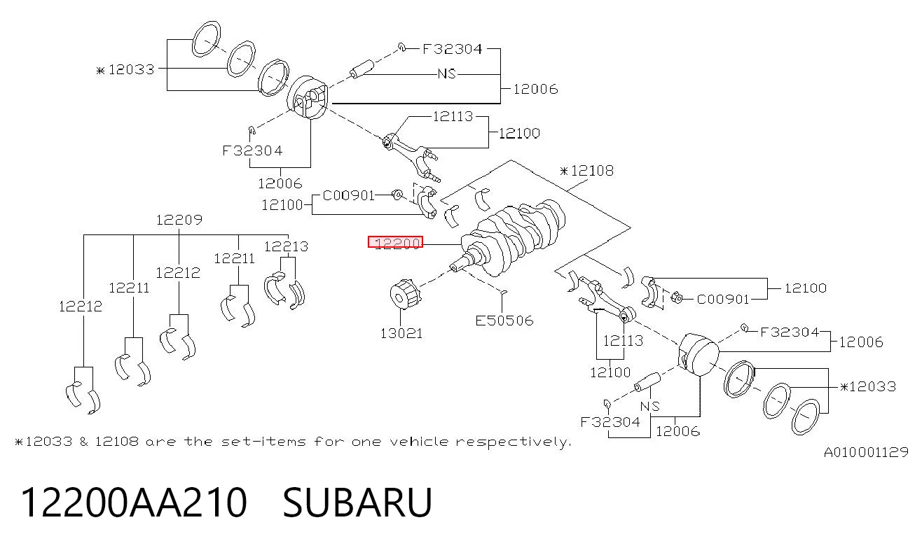 12200AA210 Subaru Wał korbowy silnika