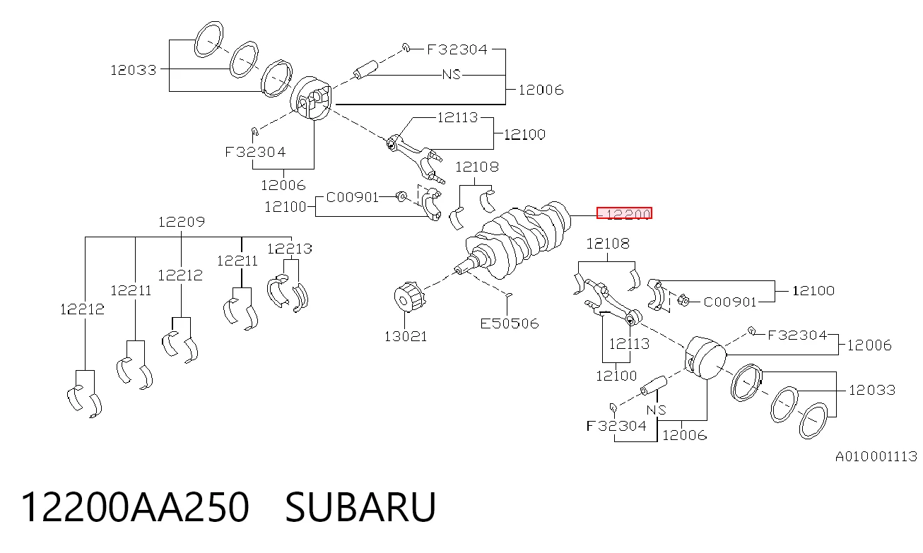 12200AA250 Subaru Wał korbowy silnika
