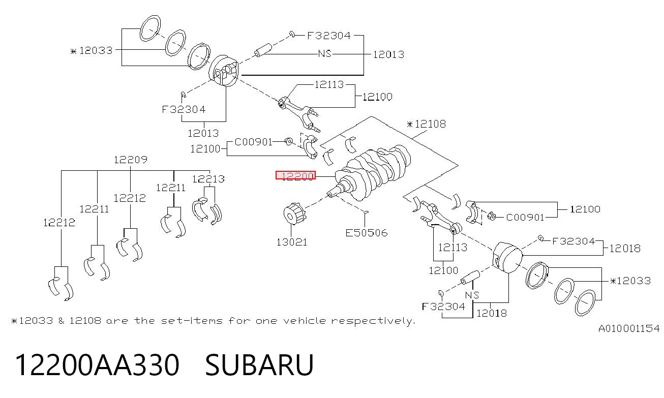12200AA330 Subaru Wał korbowy silnika