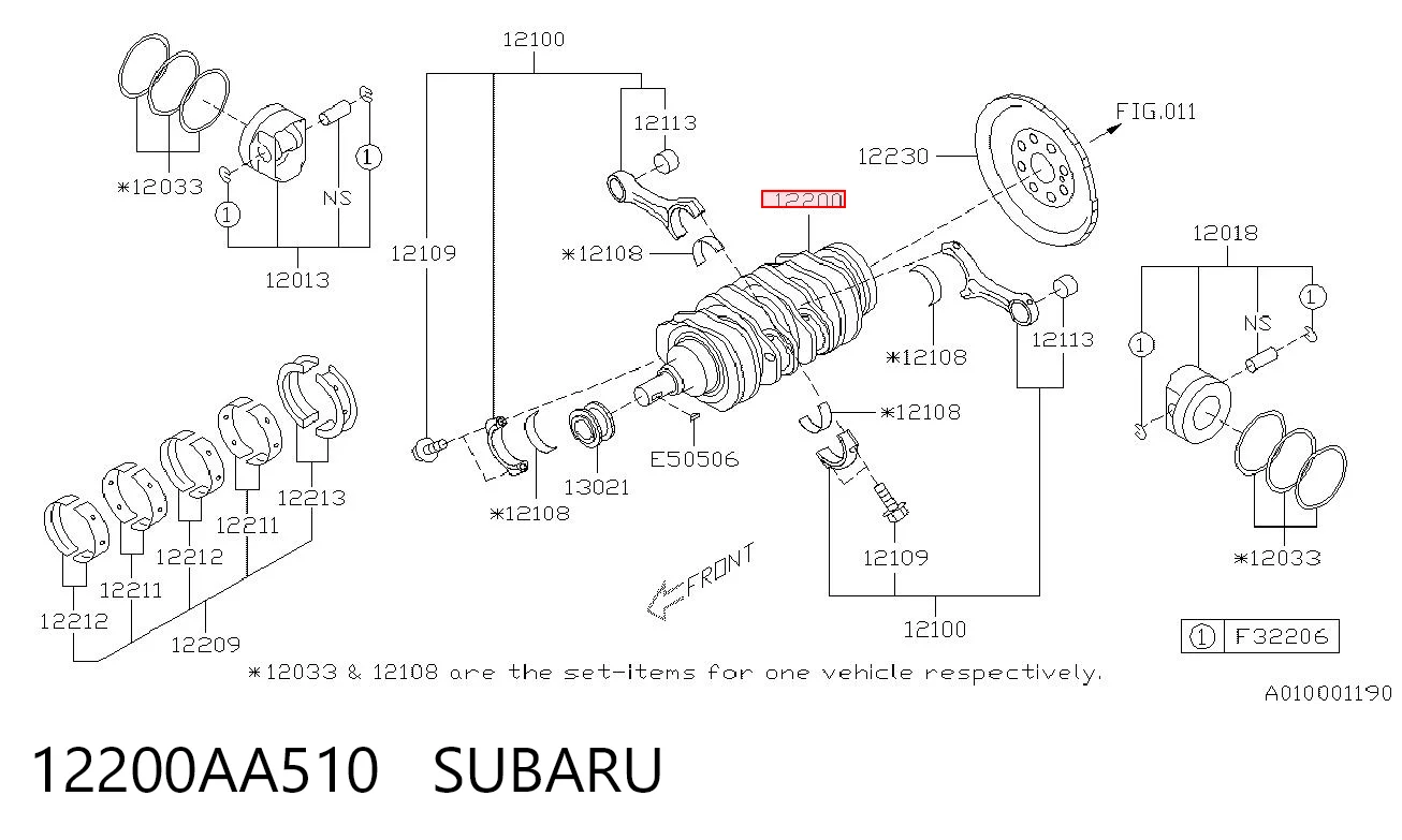 12200AA510 Subaru Wał korbowy silnika