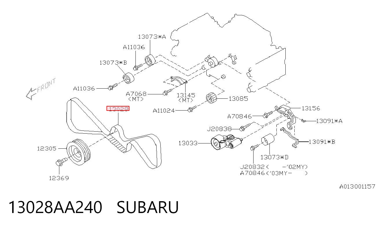 13028AA240 Subaru Pasek rozrządu