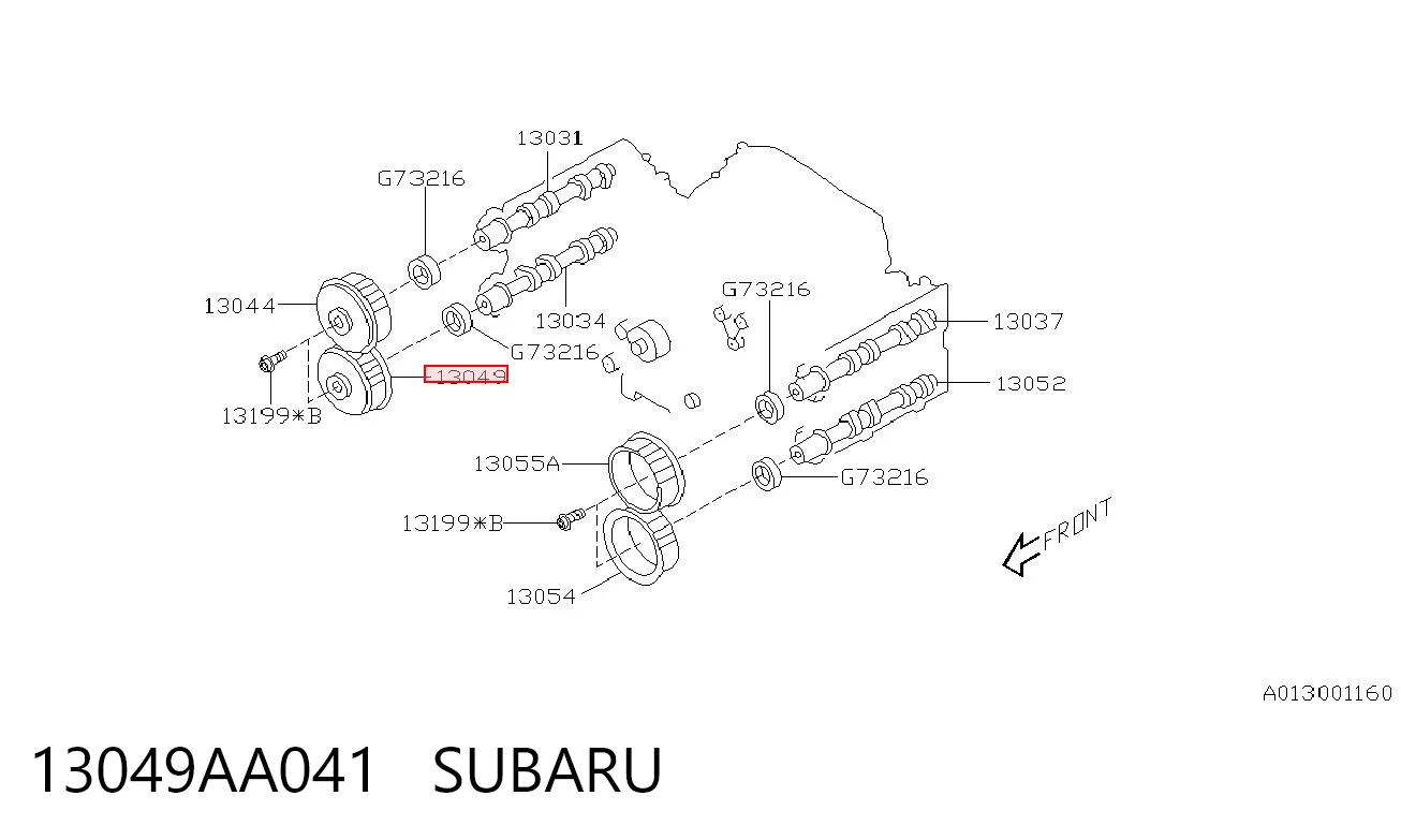 13049AA041 Subaru Koło zębate walcowe wału rozrządu silnika, wylotowego (wydechowego) prawego