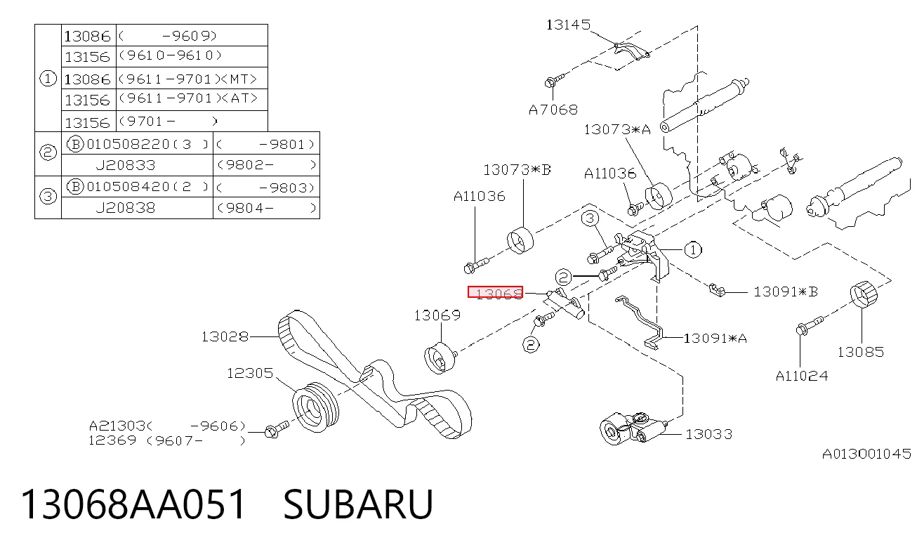 Napinacz paska rozrządu Subaru Forester 1