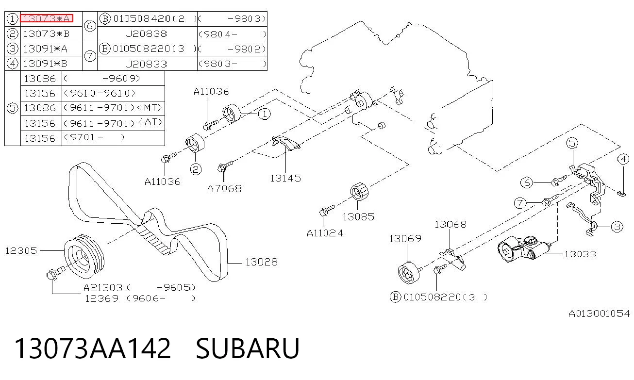 13073AA142 Subaru Rolka prowadząca kierunkowa paska rozrządu