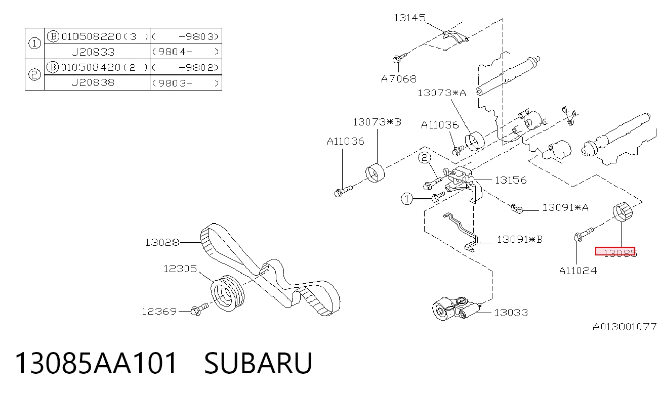13085AA101 Subaru Rolka prowadząca kierunkowa paska rozrządu
