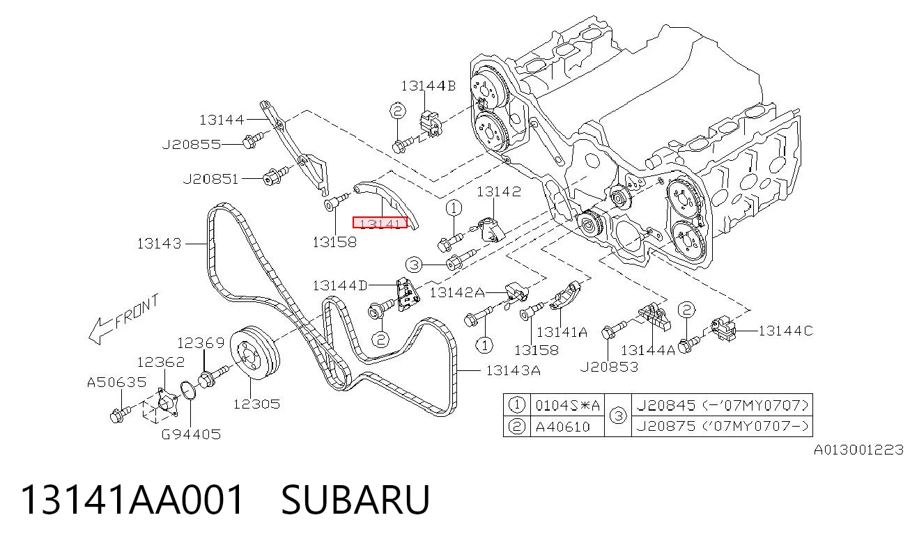 13141AA001 Subaru Prowadnica napinacza łańcucha rozrządu