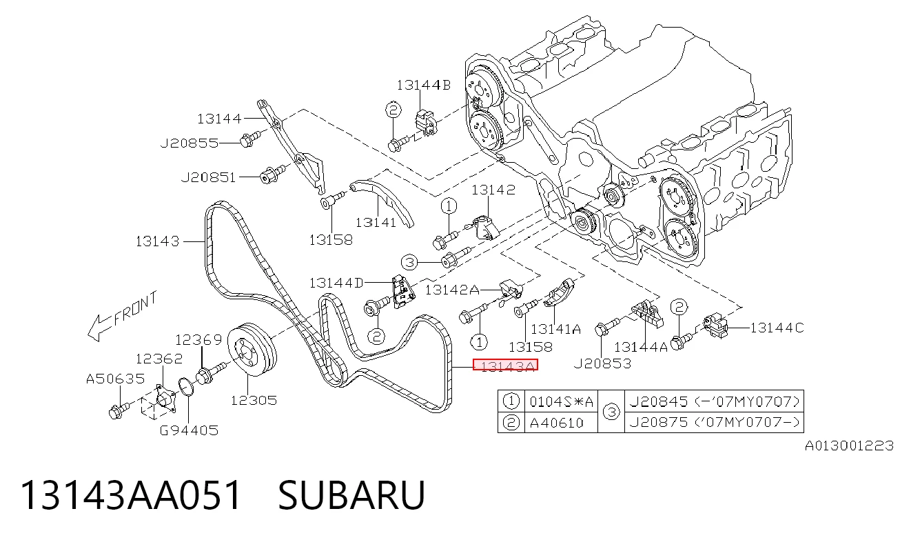 13143AA051 Subaru Łańcuch rozrządu lewy
