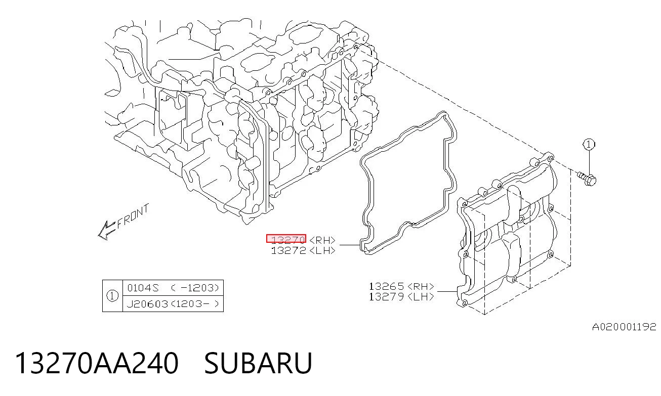13270AA240 Subaru Uszczelka pokrywy zaworowej prawa