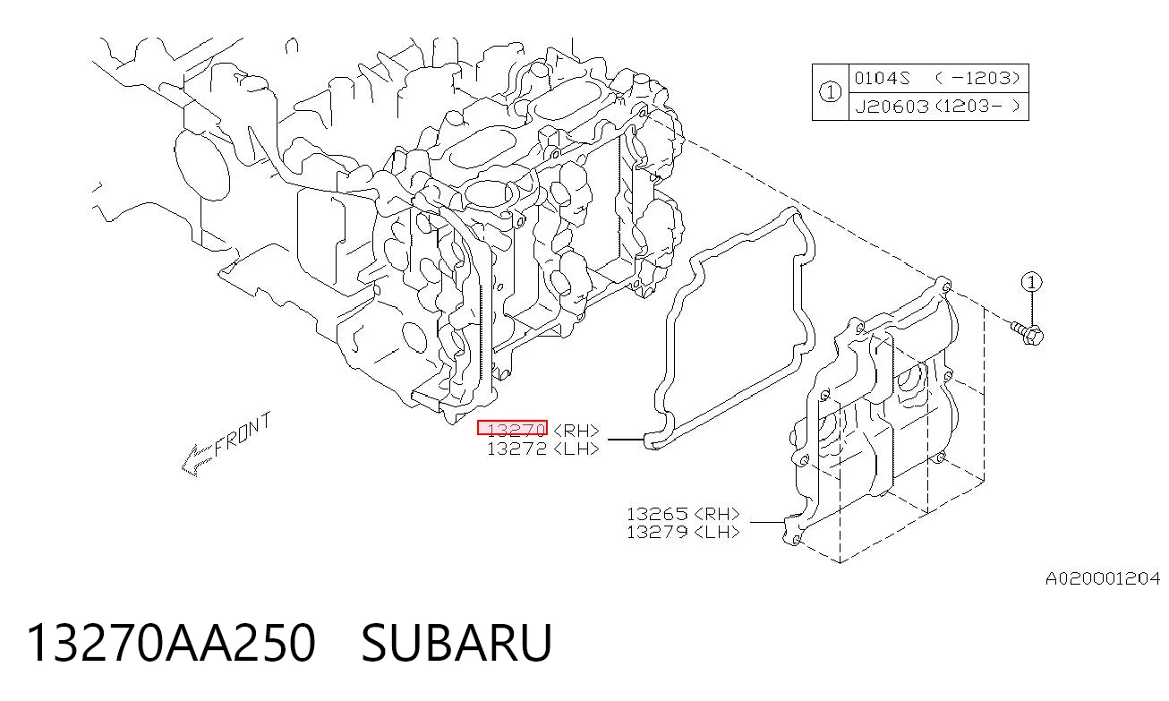 13270AA250 Subaru Uszczelka pokrywy zaworowej prawa