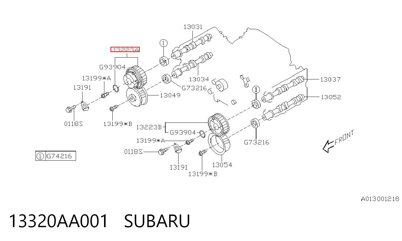 13320AA001 Subaru Koło zębate walcowe wału rozrządu silnika, dolotowego (ssącego) prawego