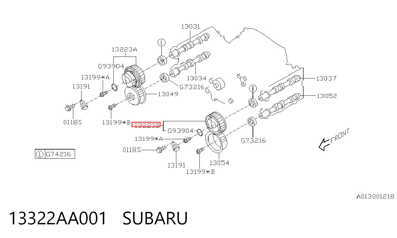 13322AA001 Subaru Koło zębate walcowe wału rozrządu silnika, dolotowego (ssącego) lewego