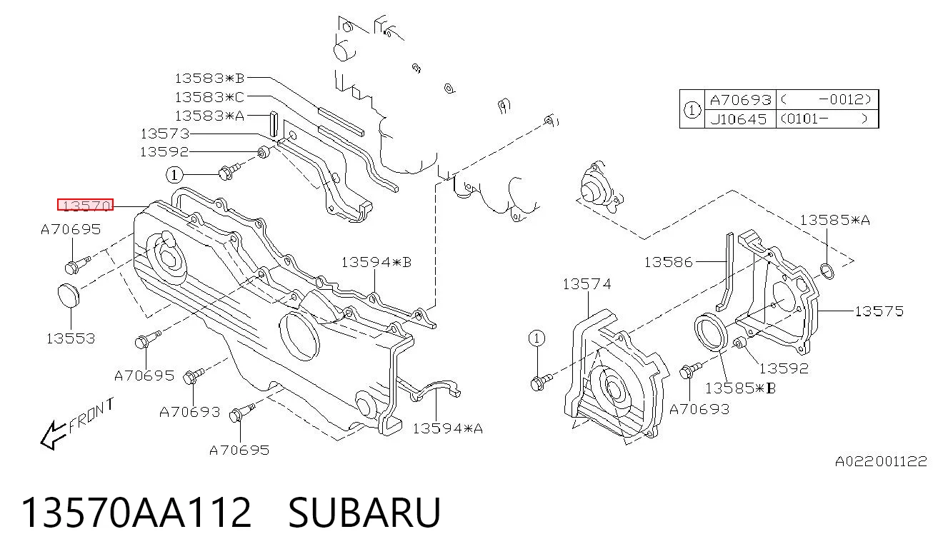 13570AA112 Subaru Osłona paska rozrządu