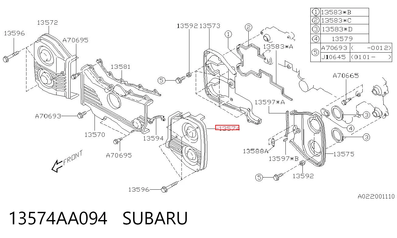 13574AA094 Subaru Osłona paska rozrządu lewa