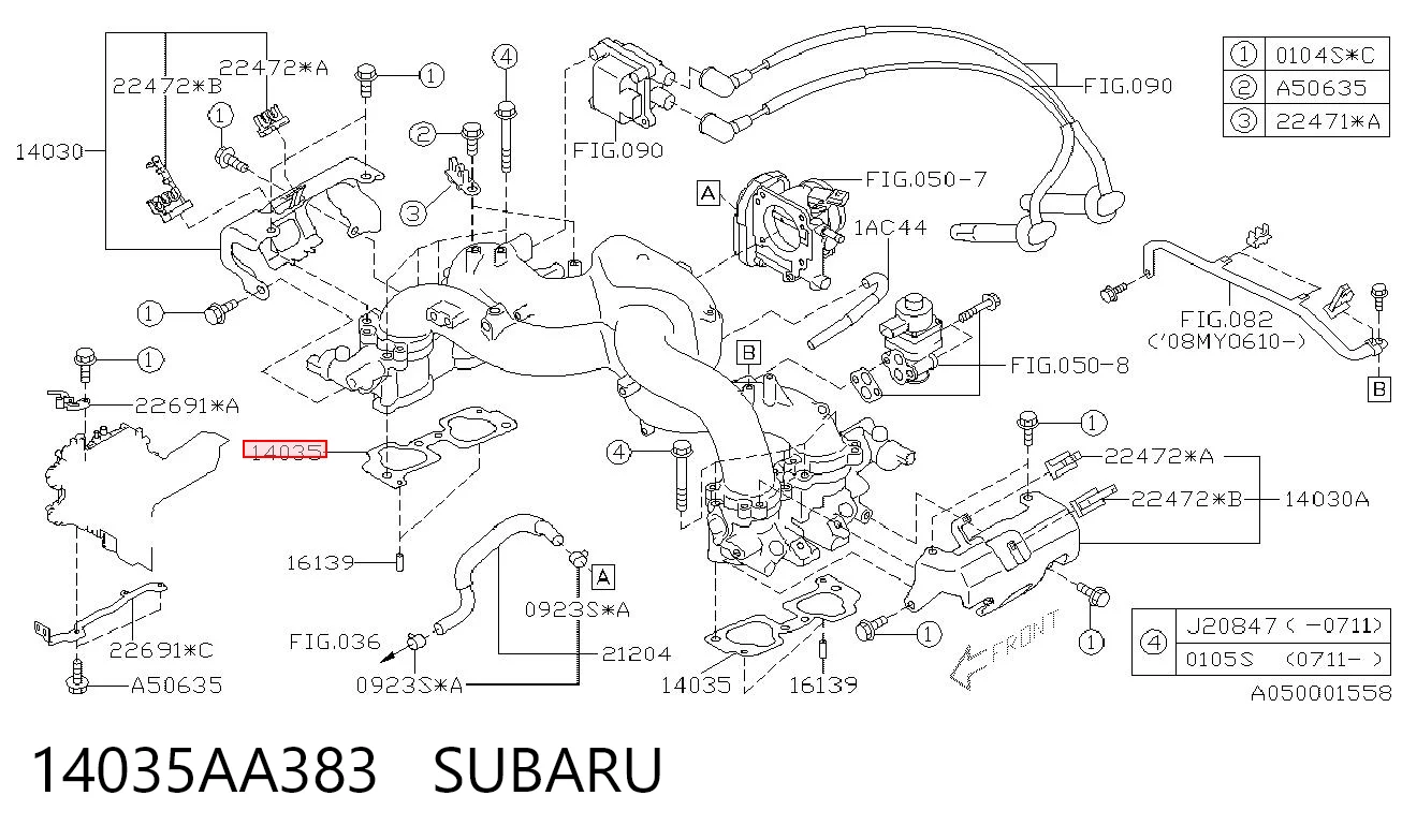 Do koszyka Uszczelka kolektora ssącego Subaru Impreza II GD