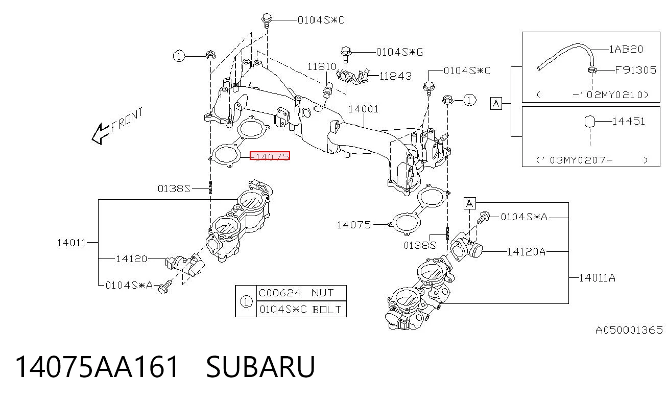 14075AA161 Subaru Uszczelka kolektora ssącego