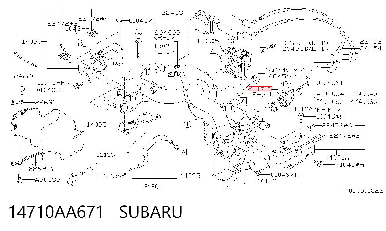 Zawór recyrkulacji spalin EGR do Subaru Impreza II GD