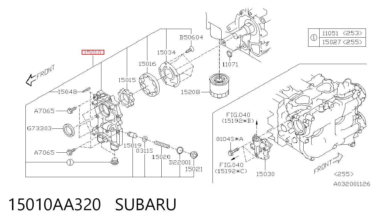 15010AA320 Subaru Pompa oleju