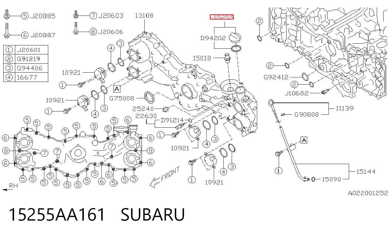 15255AA161 Subaru Korek wlewu oleju