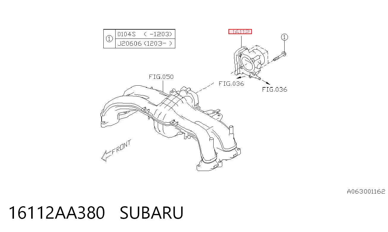 16112AA380 Subaru Przepustnica, komplet