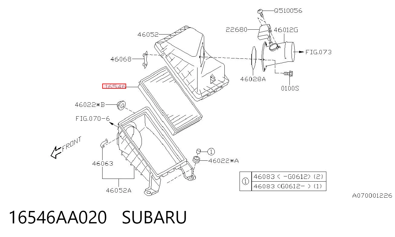 16546AA020 Subaru Filtr powietrza
