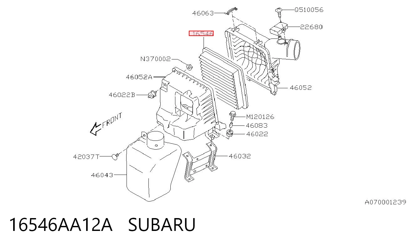 16546AA12A Subaru Filtr powietrza
