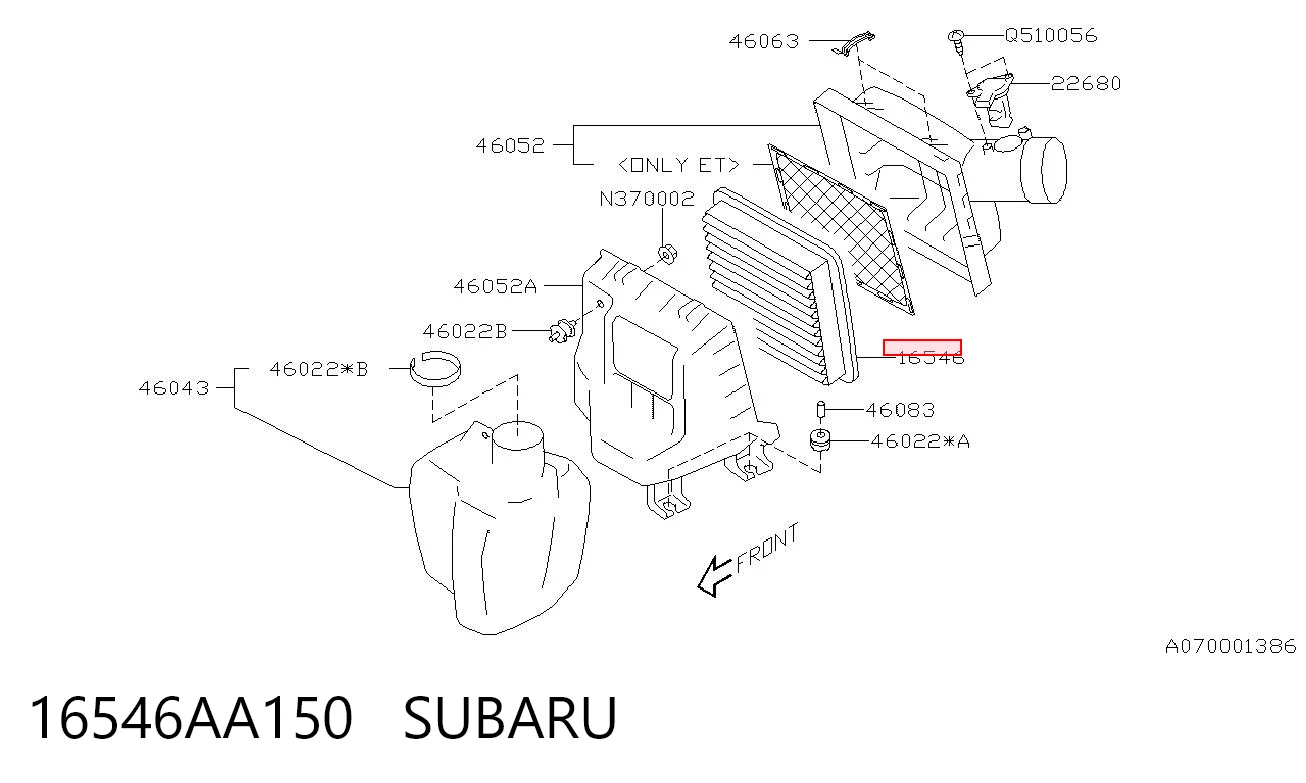 16546AA150 Subaru Filtr powietrza