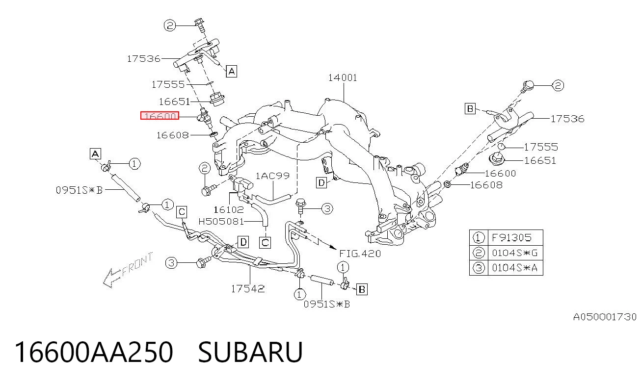 16600AA250 Subaru Wtryskiwacz paliwa