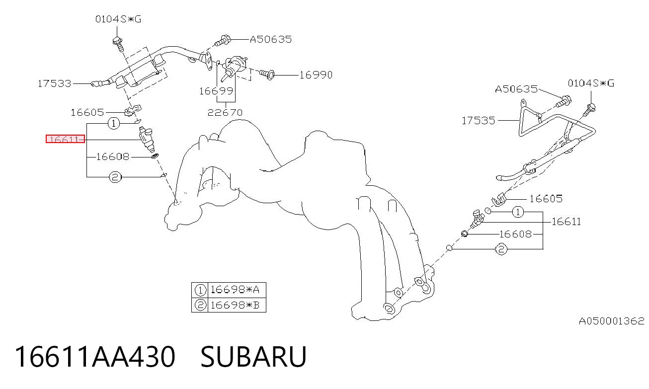 16611AA430 Subaru Wtryskiwacz paliwa
