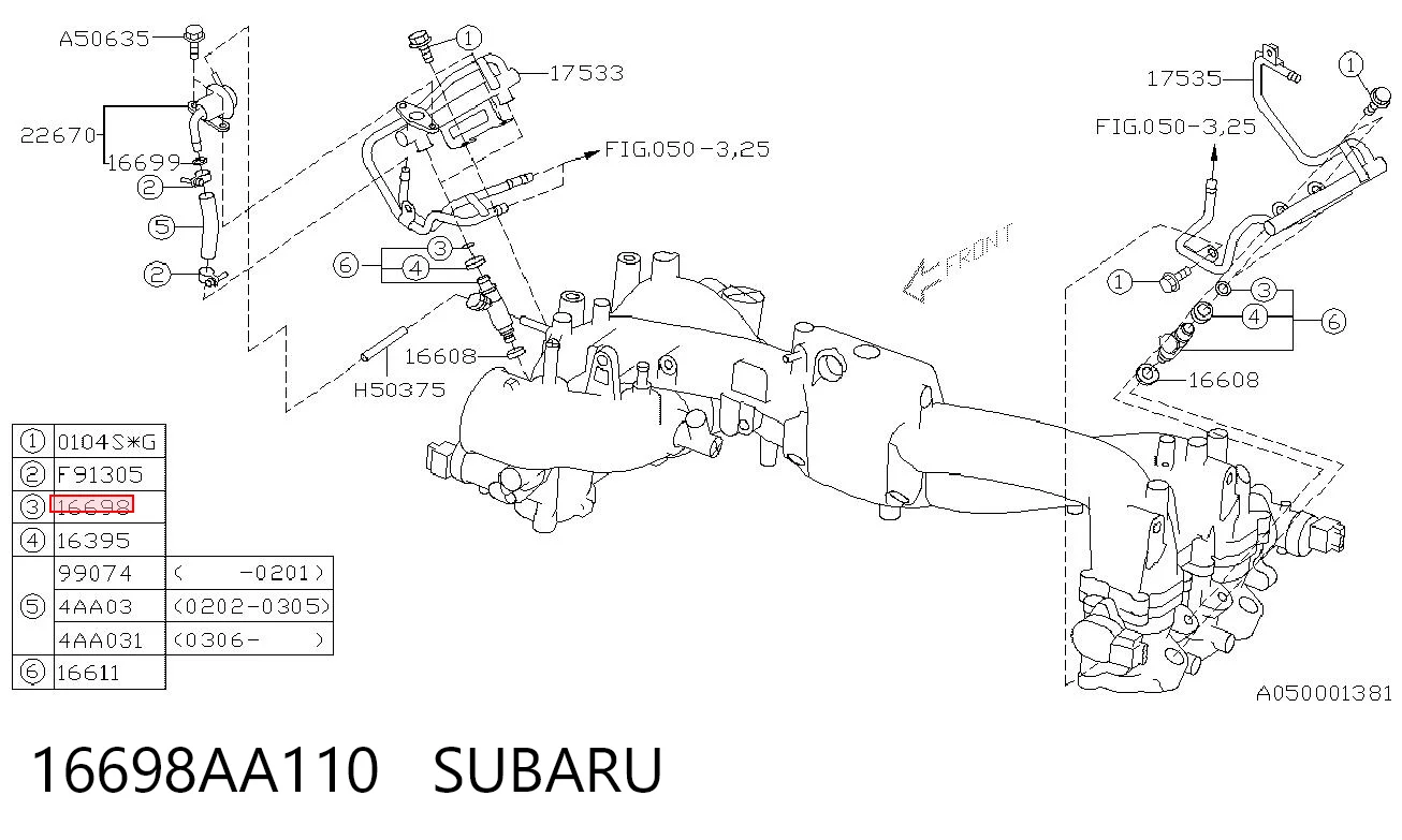 16698AA110 Subaru Pierścień uszczelniający wtryskiwacza