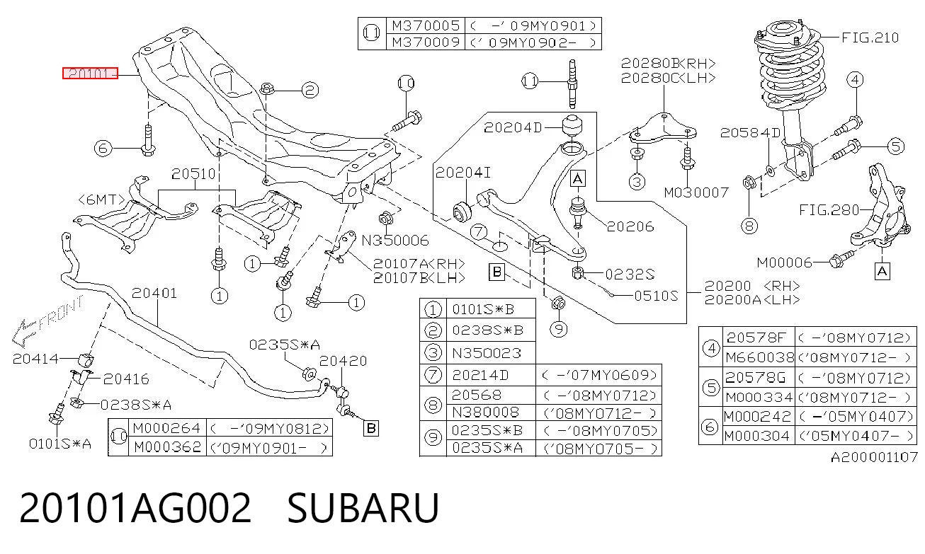 Korpus osi przedniej do Subaru Impreza III GH