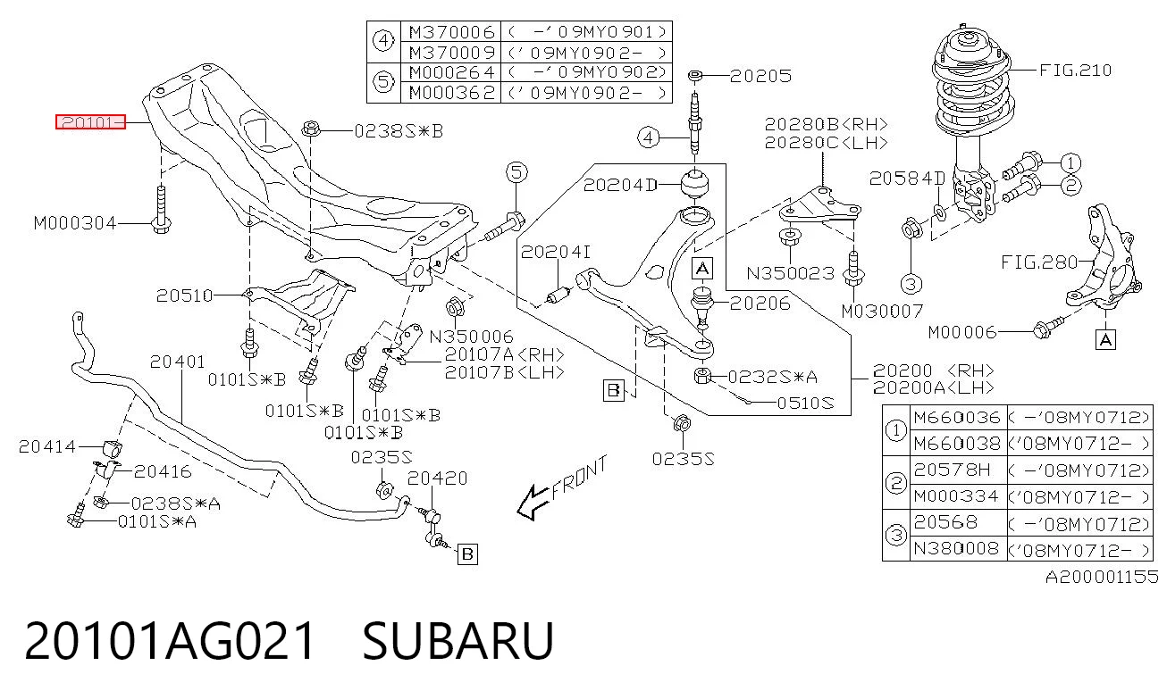 Korpus osi przedniej Subaru Impreza III hatchback (GH) (2007 - 2011) cena, od 63,85 USD