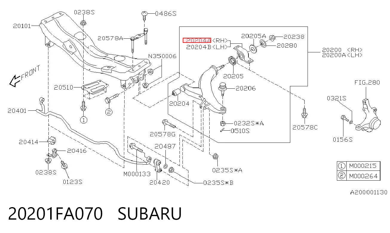 20201FA070 Subaru Silentblock przedniego wahacza dolnego