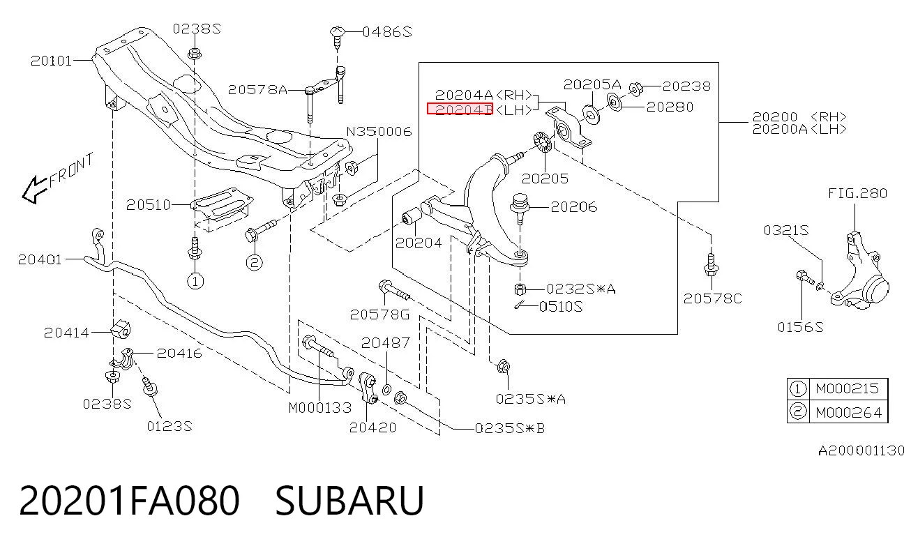 20201FA080 Subaru Silentblock przedniego wahacza dolnego