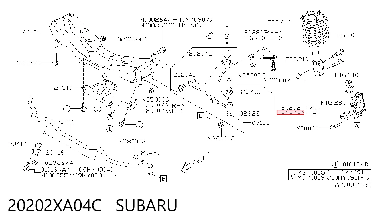 Wahacz zawieszenia przedniego dolny lewy do Subaru Tribeca B9 