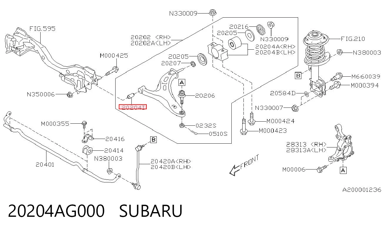 20204AG000 Subaru Silentblock przedniego wahacza dolnego